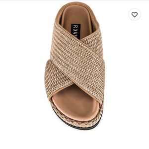 Women's cross stack raffia sandal